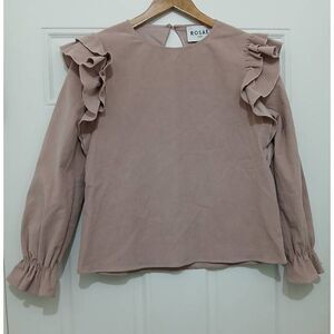 Rosae paris women small puffer sleeve mauve dusty pink longsleeve shirt
